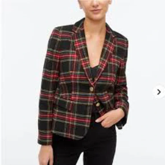 J. Crew tartan plaid 2 button school boy blazer wool NWOT size 14 - Picture 2 of 14
